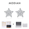 Boucles d’oreilles puces MODIAN en argent 925 et moissanite D – Motif flocon de neige