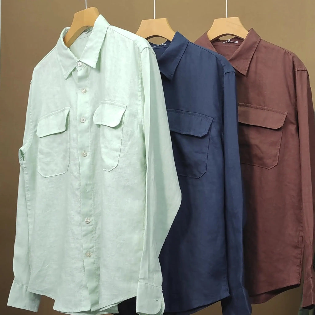 Chemise homme en lin 100 % - Manches longues