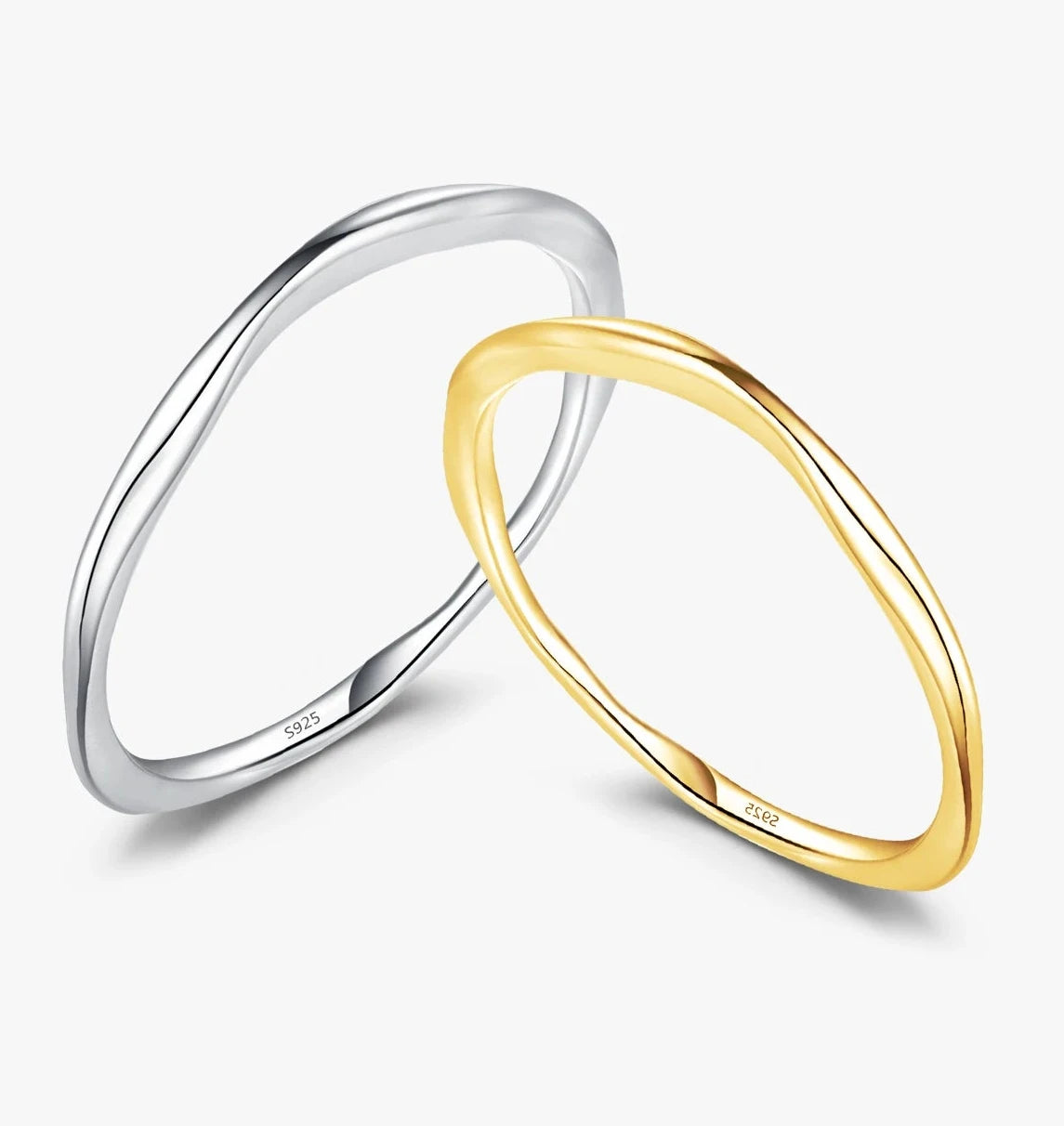 Bague MODIAN en argent 925 -  Bague torsadée géométrique dorée pour femme