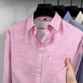 Chemise homme à rayures en coton et lin - Manches longues