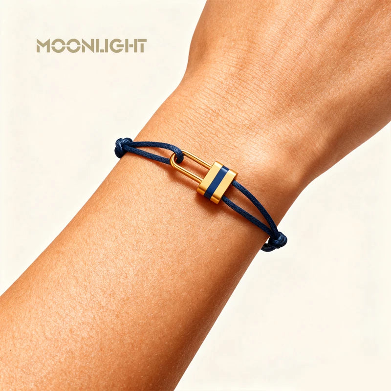 Bracelet MOONLIGHT cadenas - Bracelet ajustable en cordon tressé unisexe