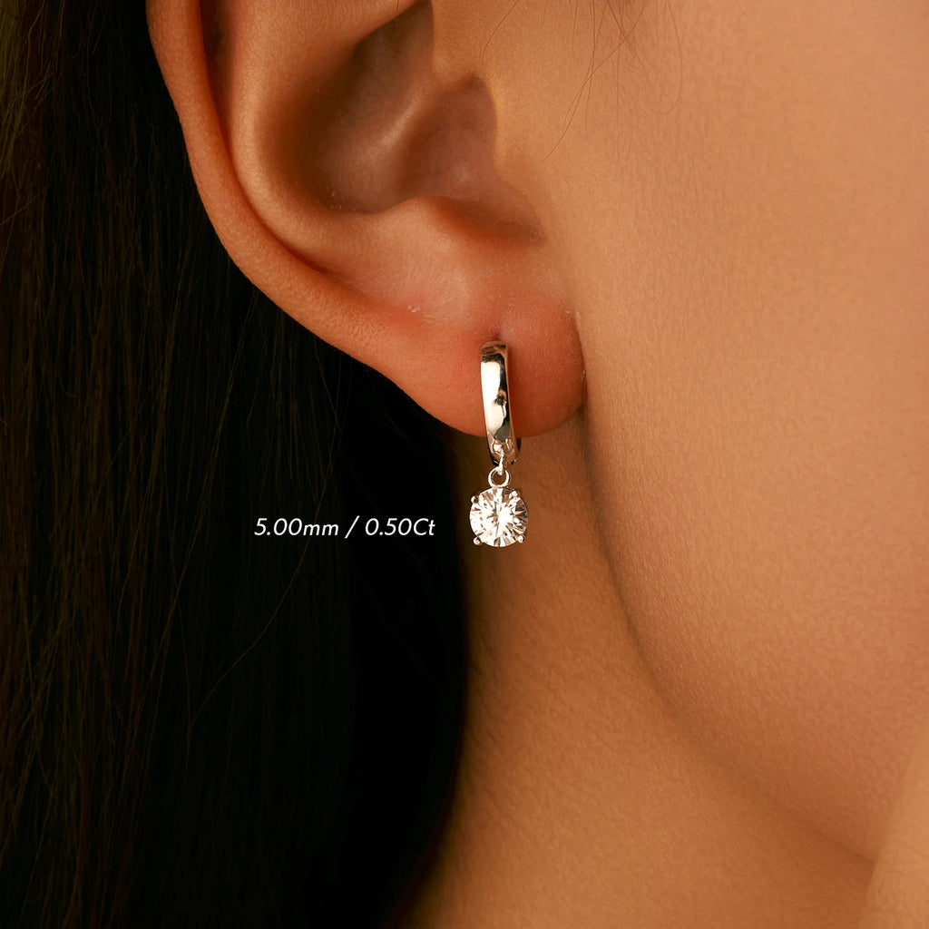 Créoles MODIAN en argent 925 et moissanite 1 carat - Boucles d’oreilles scintillantes pour femme