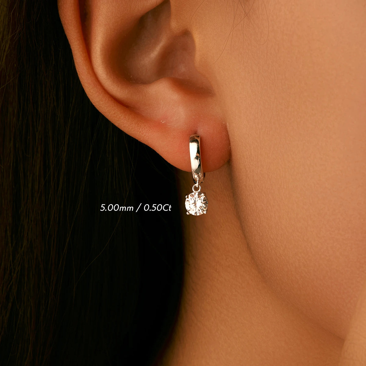 Créoles MODIAN en argent 925 et moissanite 1 carat - Boucles d’oreilles scintillantes pour femme