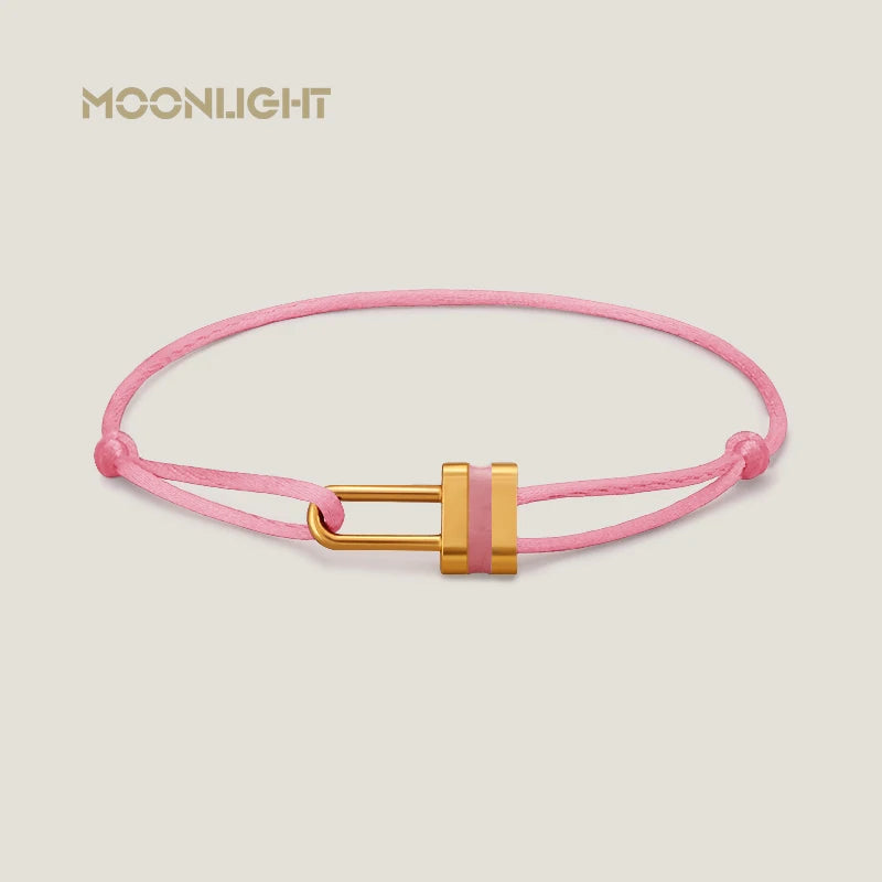 Bracelet MOONLIGHT cadenas - Bracelet ajustable en cordon tressé unisexe