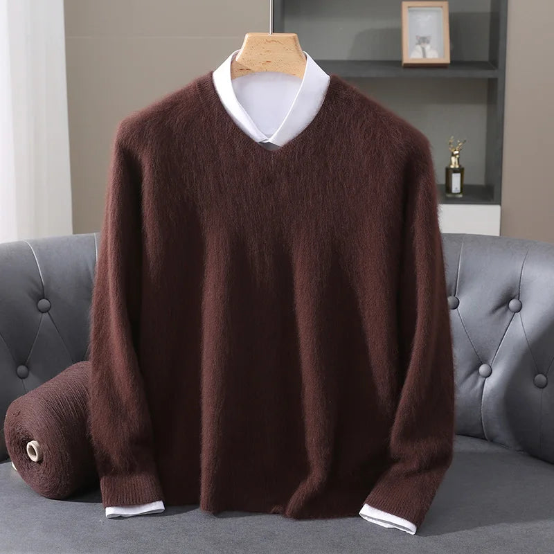 Pull homme à col V en maille
