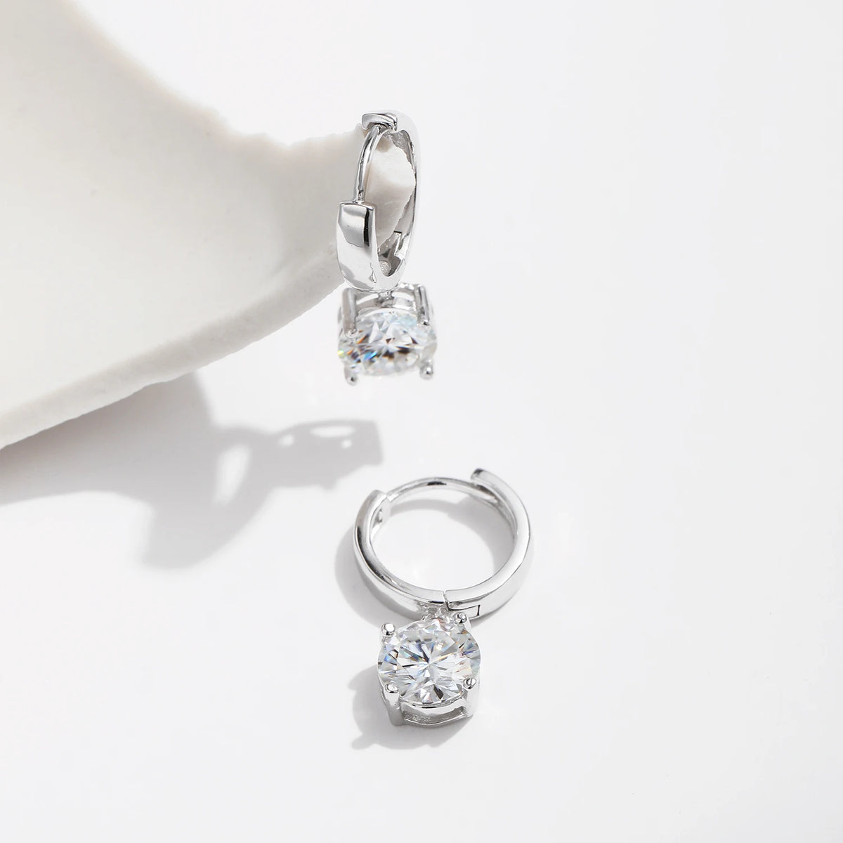 Créoles MODIAN en argent 925 et moissanite 1 carat - Boucles d’oreilles scintillantes pour femme