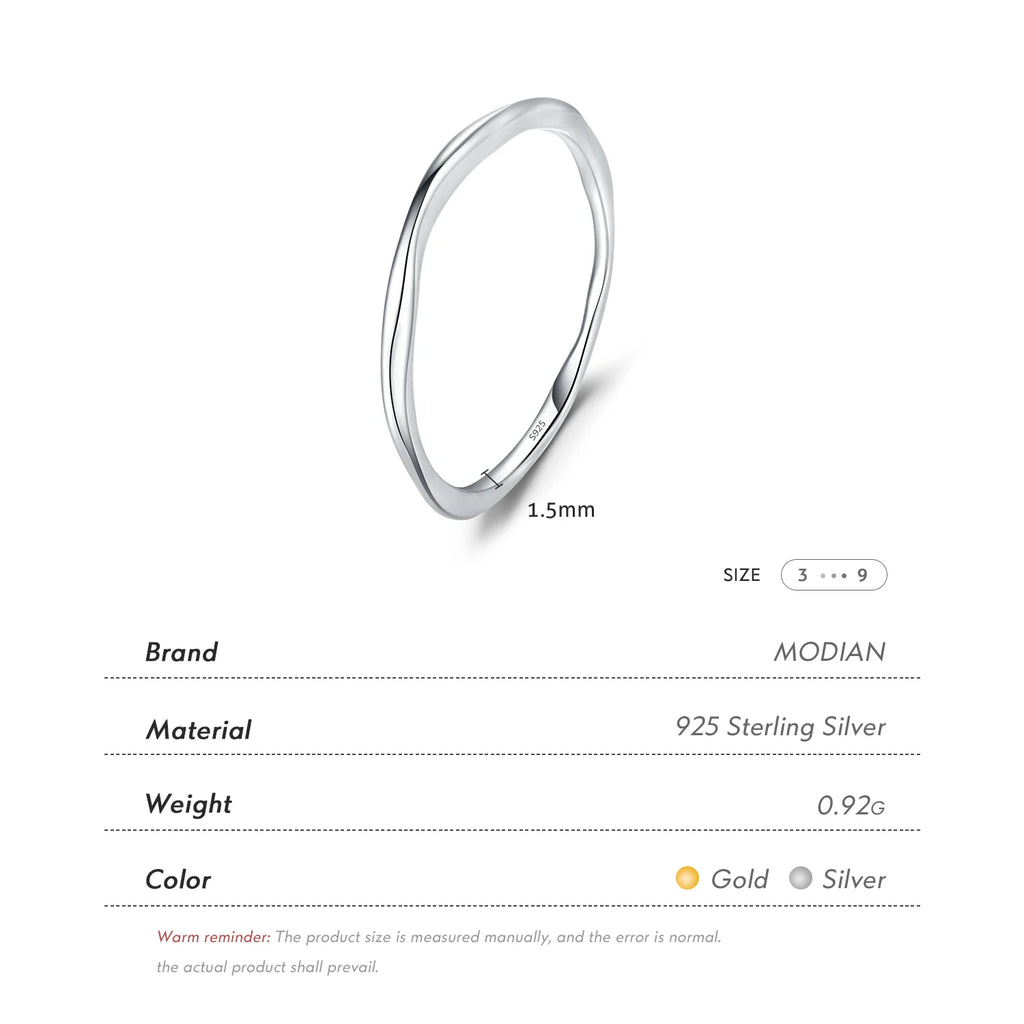 Bague MODIAN en argent 925 -  Bague torsadée géométrique dorée pour femme