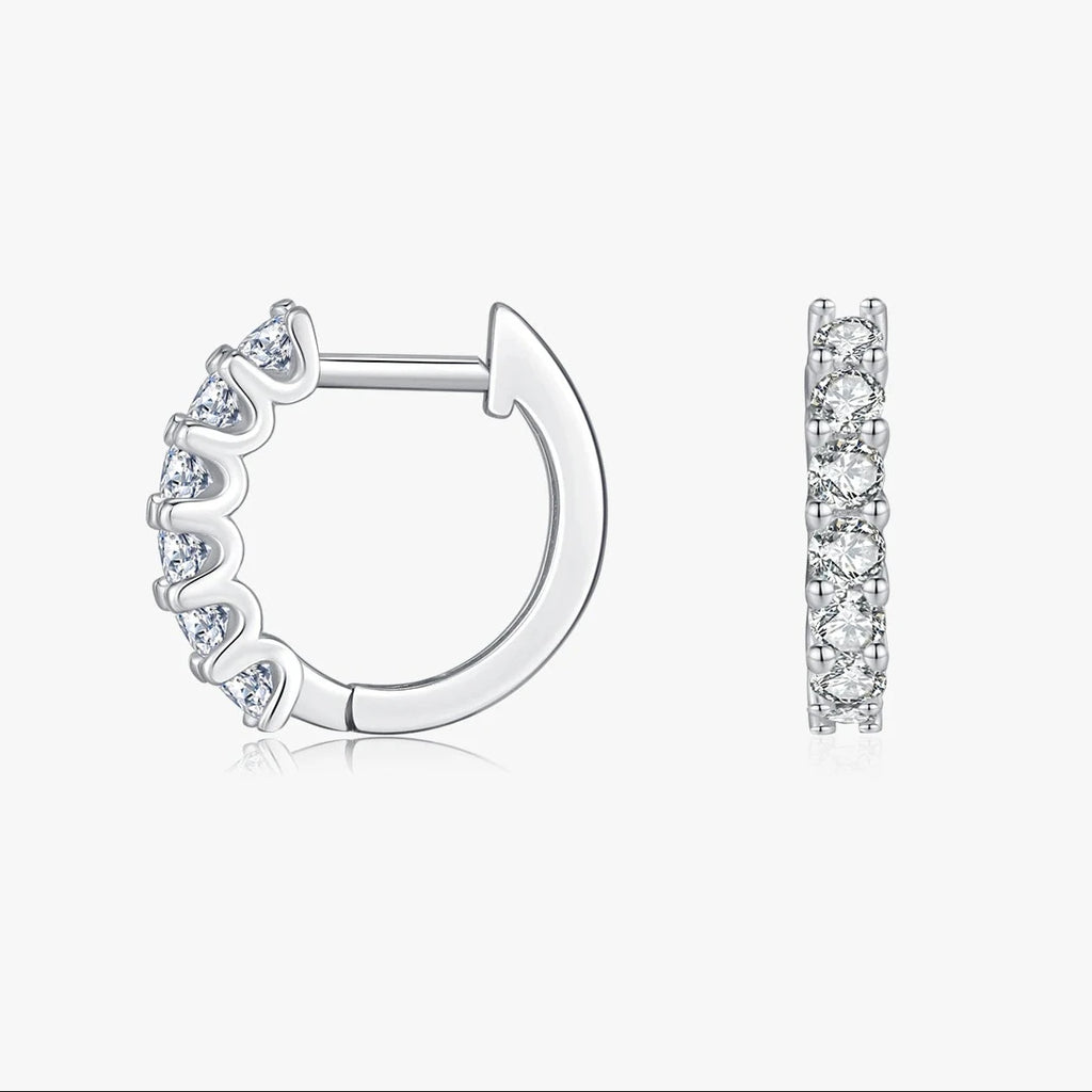 Boucles d’oreilles créoles MODIAN en argent 925 avec moissanite D – Petites créoles scintillantes pour femme