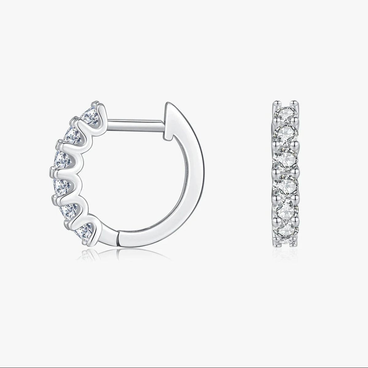Boucles d’oreilles créoles MODIAN en argent 925 avec moissanite D – Petites créoles scintillantes pour femme