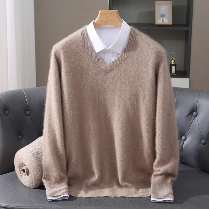 Pull homme à col V en maille