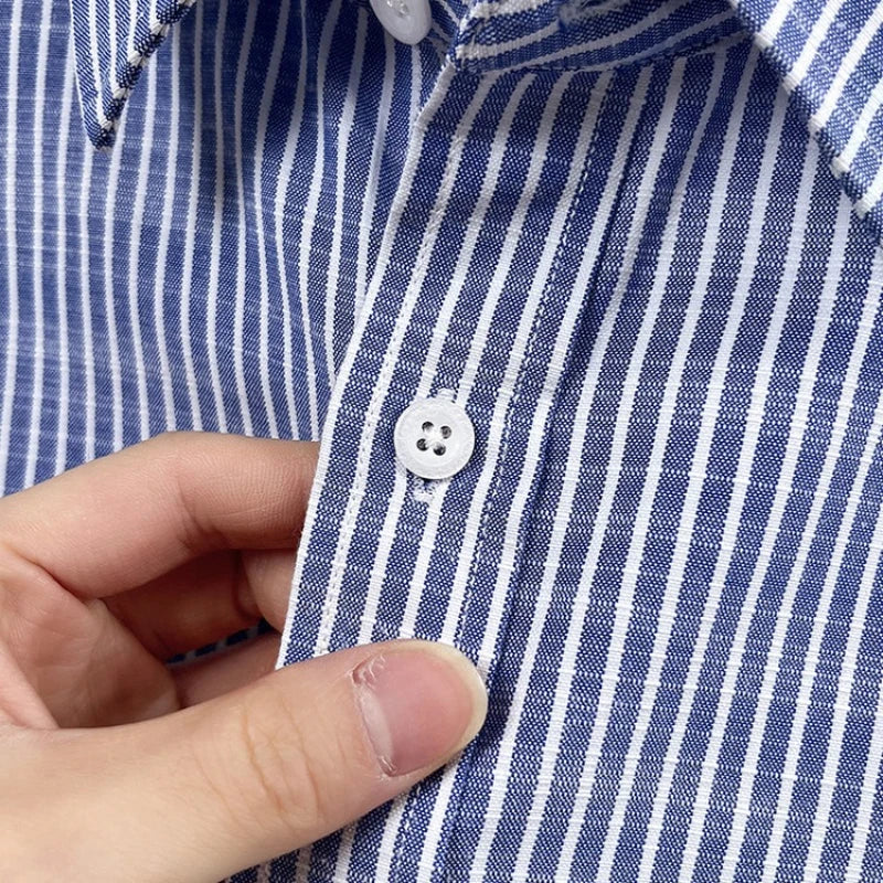Chemise homme à rayures en coton et lin - Manches longues