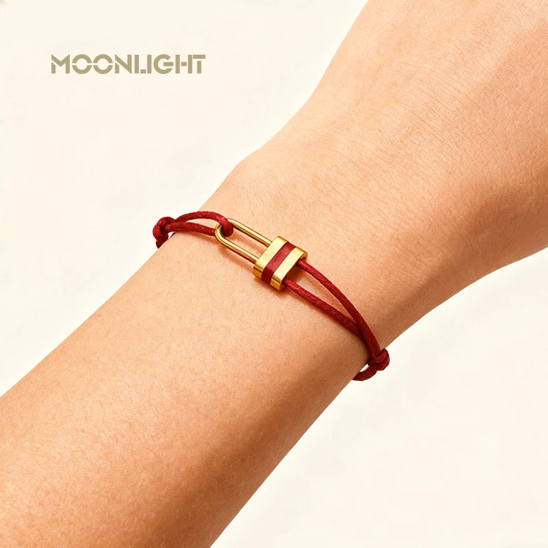 Bracelet MOONLIGHT cadenas - Bracelet ajustable en cordon tressé unisexe
