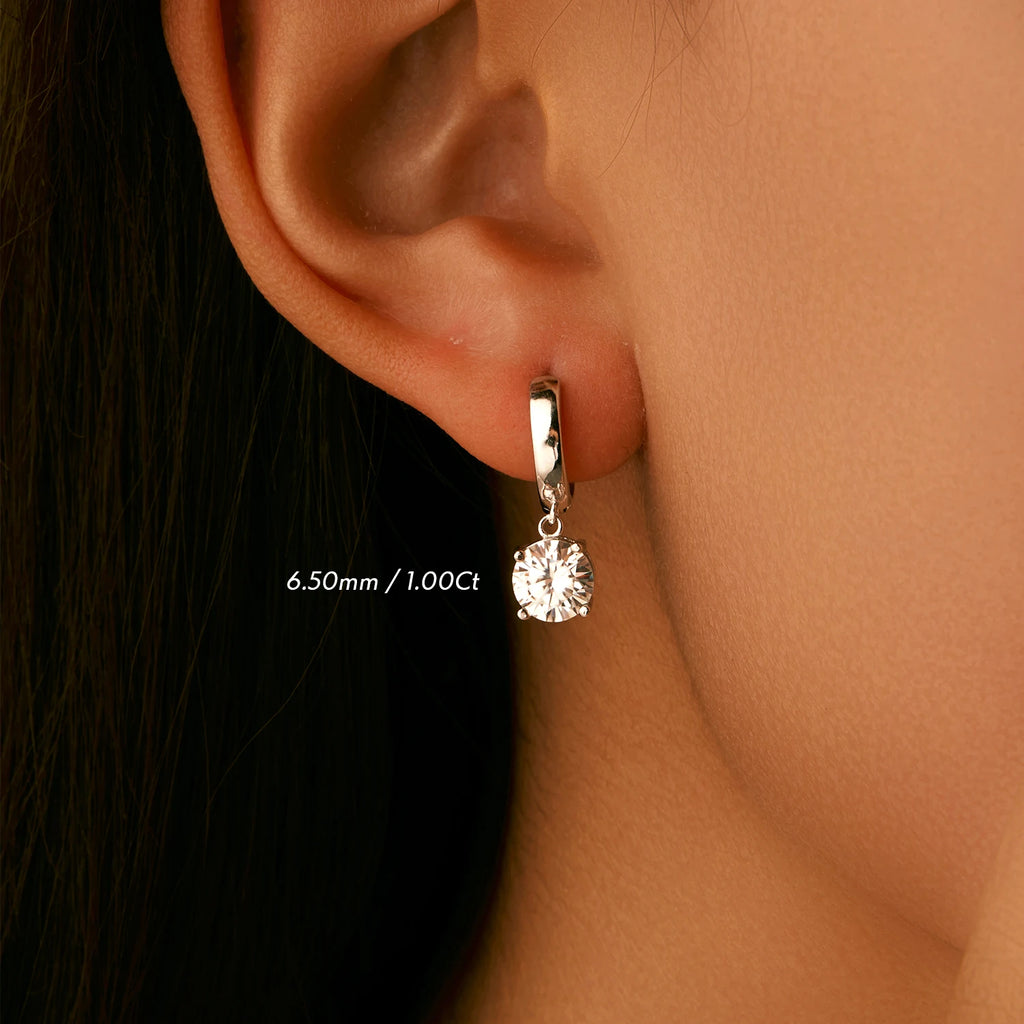 Créoles MODIAN en argent 925 et moissanite 1 carat - Boucles d’oreilles scintillantes pour femme