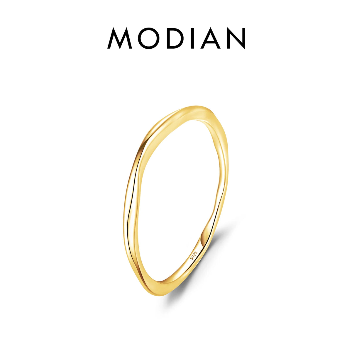 Bague MODIAN en argent 925 -  Bague torsadée géométrique dorée pour femme