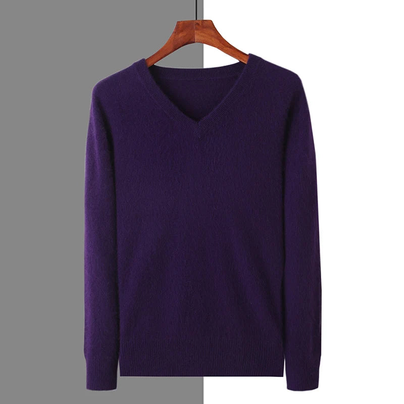 Pull homme à col V en maille