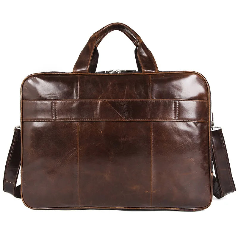 Sacoche homme LACHIOUR en cuir véritable - Grand sac de voyage multifonction