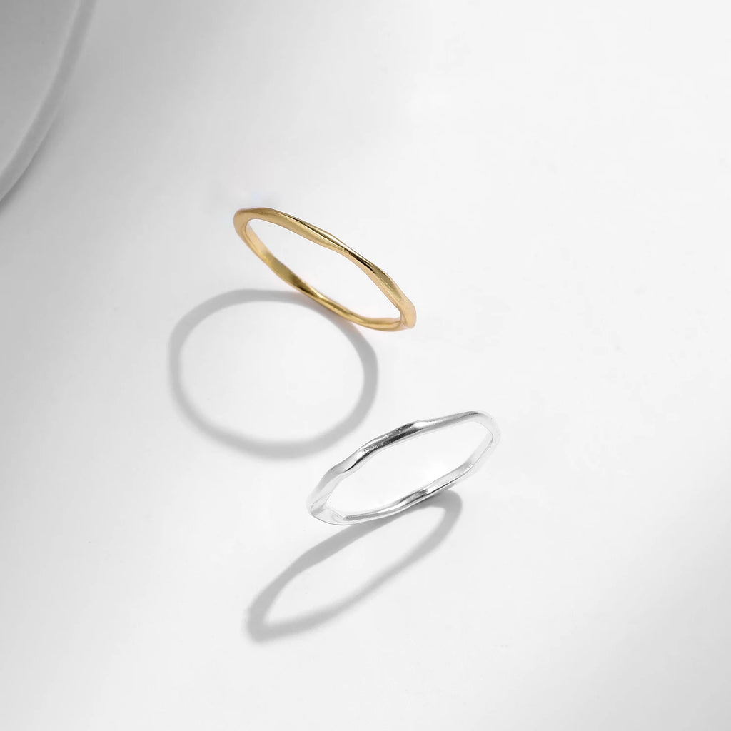 Bague MODIAN en argent 925 -  Bague torsadée géométrique dorée pour femme