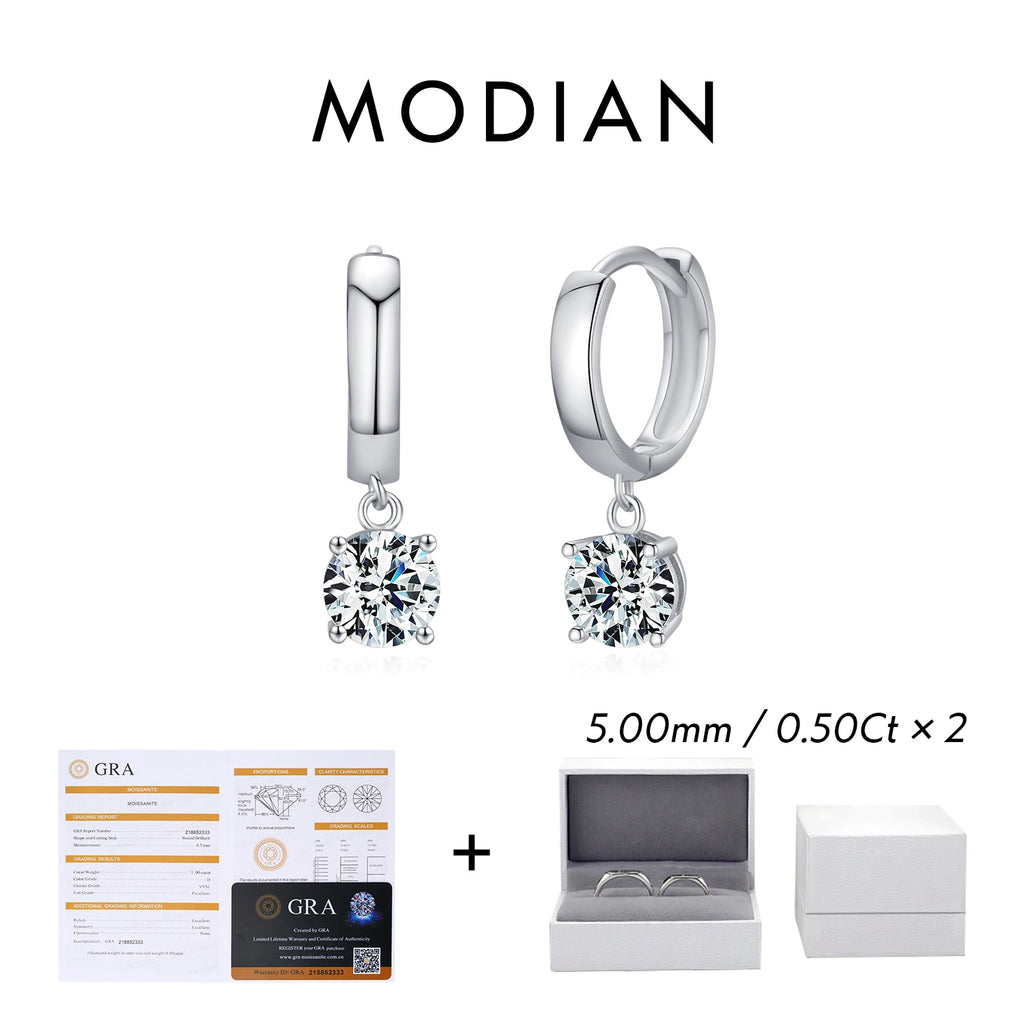 Créoles MODIAN en argent 925 et moissanite 1 carat - Boucles d’oreilles scintillantes pour femme