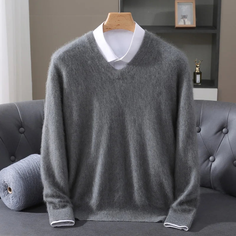Pull homme à col V en maille