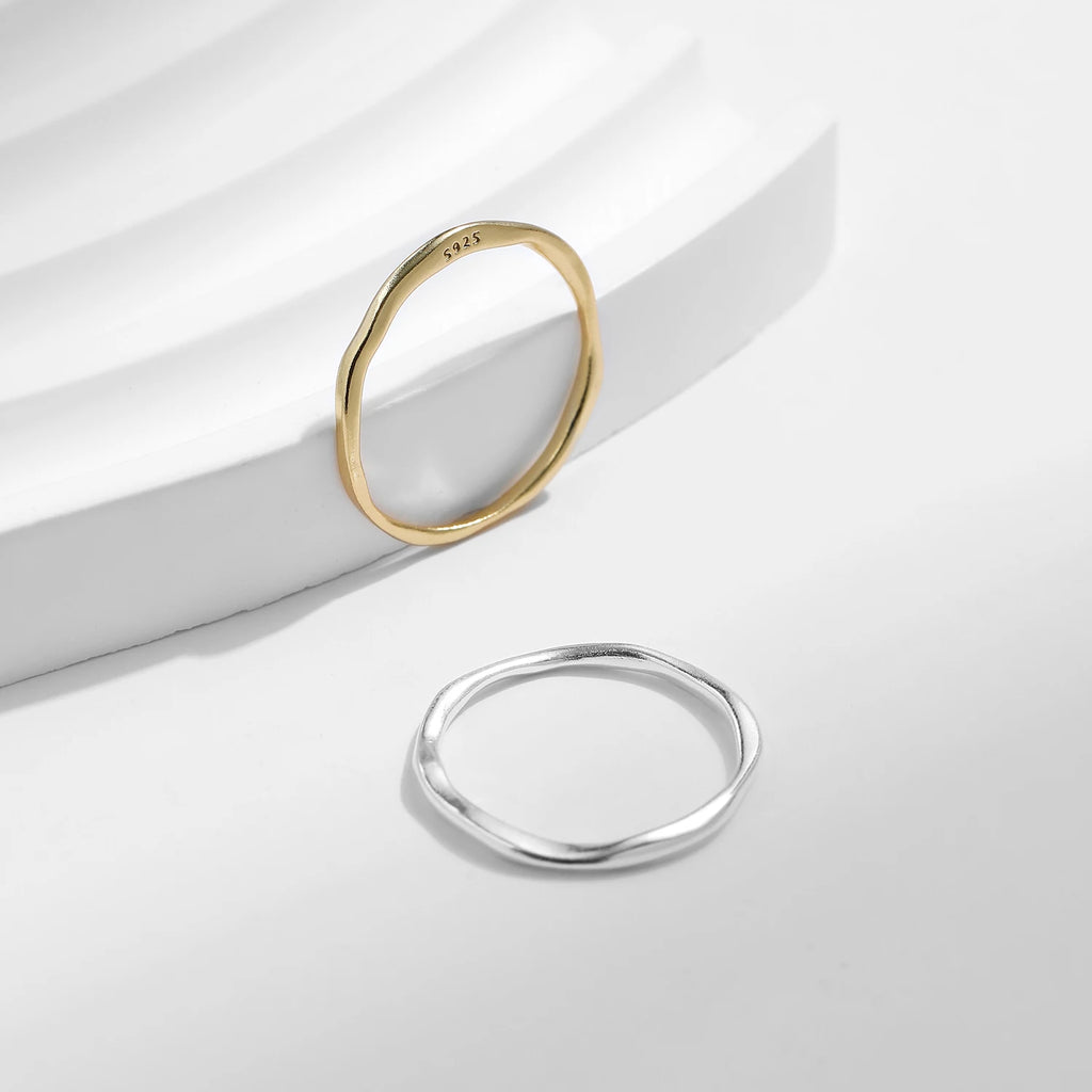 Bague MODIAN en argent 925 -  Bague torsadée géométrique dorée pour femme