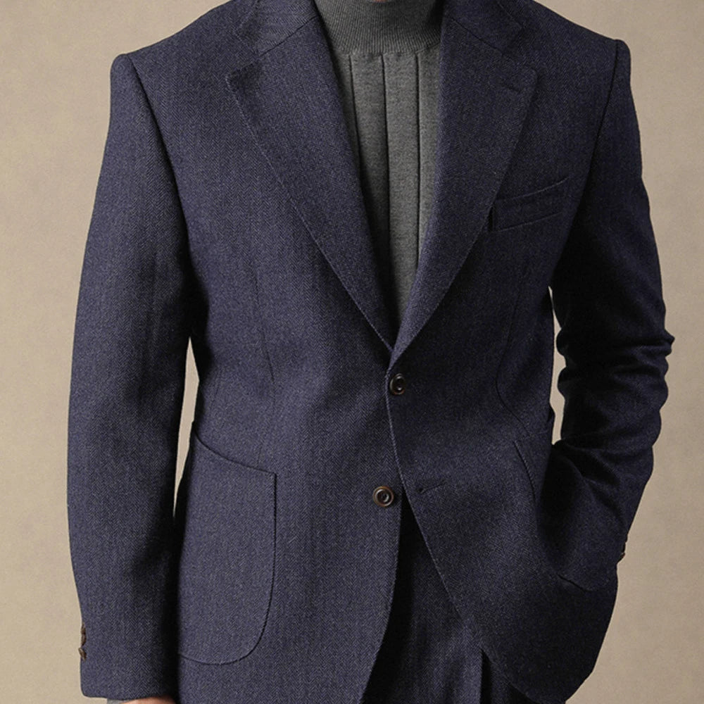 Blazer homme italien à motif chevrons - Laine mélangée