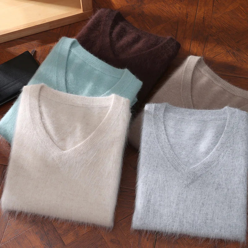 Pull homme à col V en maille