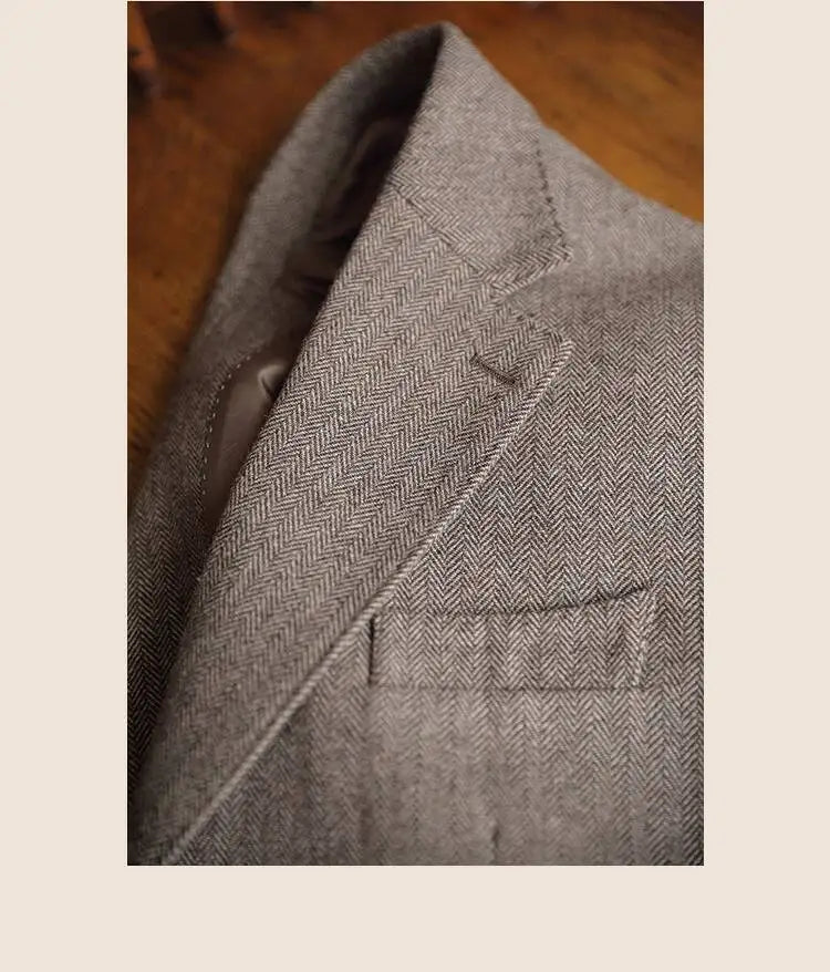 Blazer homme italien à motif chevrons - Laine mélangée